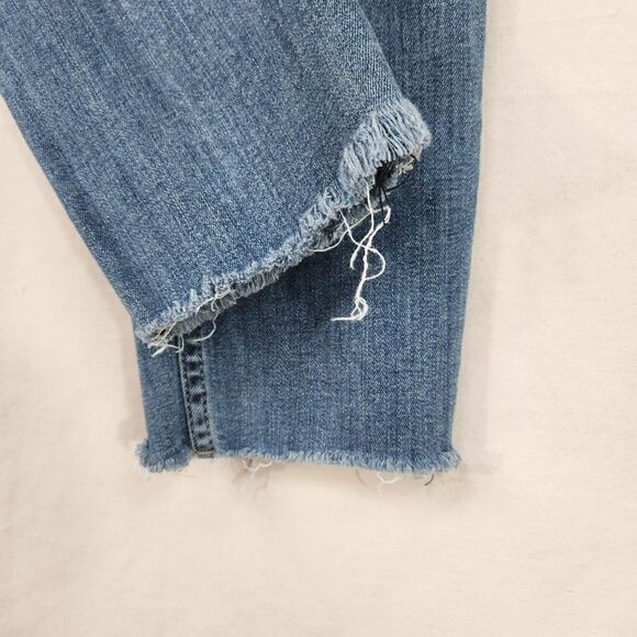 Calvin Klein Womens High Rise Skinny Sz 12/31  Denim Blue Jeans Raw Hem Button - Picture 6 of 11